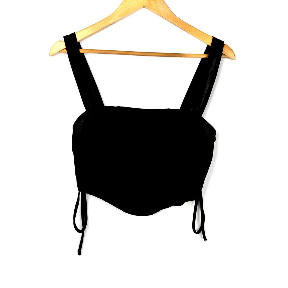 Shein Black Lace Up Bustier Tank Top LG